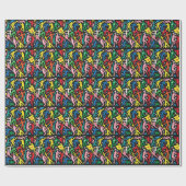 Papier Cadeau Danser des gens, doodle set motif. (Plat)