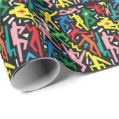 Papier Cadeau Danser des gens, doodle set motif. (Coin rond)