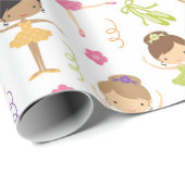 Papier Cadeau Danseurs Ballerina mignonnes Envelopper du papier (Coin rond)