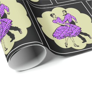 Papier Cadeau Danseurs carrés Danseurs de pays Portant le violet