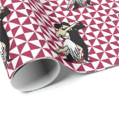 Papier Cadeau Danseurs de Tango Rétro Bourgogne et Blanc Géométr (Coin rond)