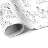 Papier Cadeau Danseurs et tambours traditionnels coréens (Coin rond)