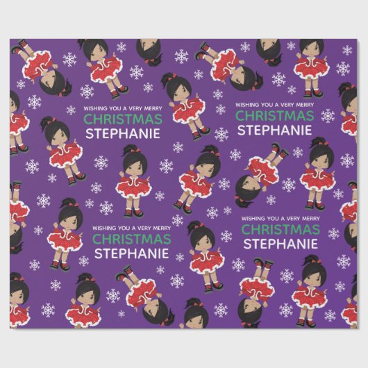 Papier Cadeau Danseuse de Noël multiculturelle (Plat)