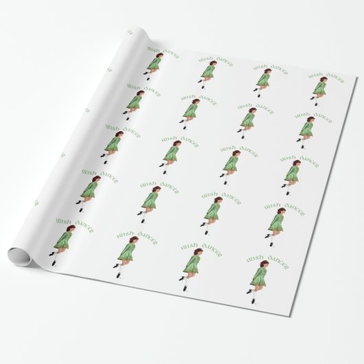 Papier Cadeau Danseuse de step irlandais - Vert (Déroulé)