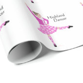 Papier Cadeau Danseuse Écossaise des Highlands Rose (Coin rond)