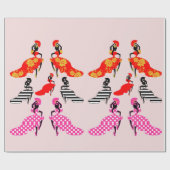 Papier Cadeau Danseuses espagnoles du Flamenco Silhouette Art (Plat)