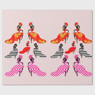 Papier Cadeau Danseuses espagnoles du Flamenco Silhouette Art