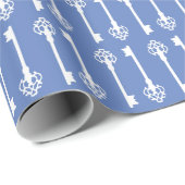 Papier Cadeau Danube Blue Victorian Keys (Coin rond)