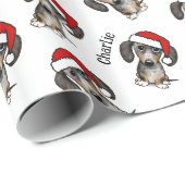 Papier Cadeau Dappy Dachshund Noël Personnalisé Nom du chien mig (Coin rond)