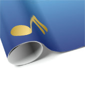 Papier Cadeau Dark Blue Gradient Elegant Music Notes (Coin rond)
