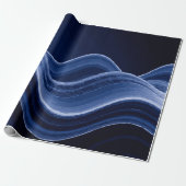 Papier Cadeau Dark Blue Wave Pattern – Modern Elegant Gift (Déroulé)