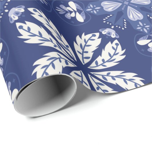 Papier Cadeau dark blue wrapping paper with a white butterfly