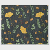 Papier cadeau Dark Fall avec feuilles de Ginkgo et (Plat)