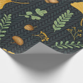Papier cadeau Dark Fall avec feuilles de Ginkgo et (Coin)