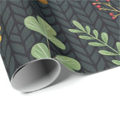 Papier cadeau Dark Fall avec feuilles de Ginkgo et (Coin rond)