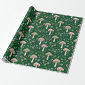 Papier Cadeau Dark Forest Emerald Fungi Seamless Pattern Moody (Déroulé)