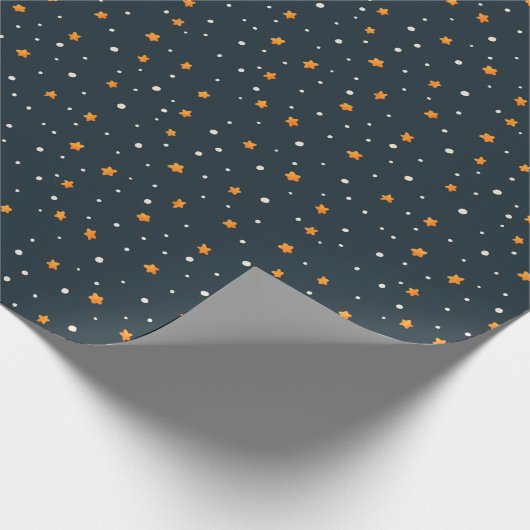 Papier Cadeau Dark Gold Starry Night Holiday Wrapping Paper (Coin)