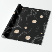 Papier Cadeau Dark Gothic Moon & Stars Wrapping Paper  (Déroulé)