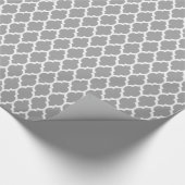 Papier Cadeau Dark Gray White Moroccan Quatrefoil Pattern #4 (Coin)