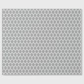 Papier Cadeau Dark Gray White Moroccan Quatrefoil Pattern #4 (Plat)