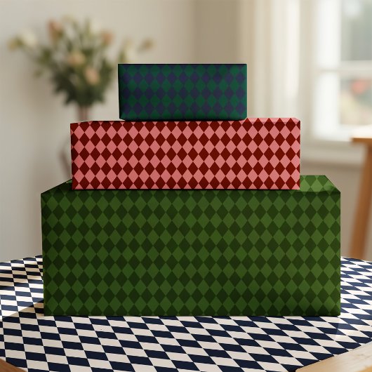 Papier Cadeau Dark Green Argyle Wrapping Paper