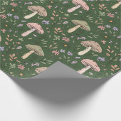 Papier Cadeau Dark Hunter Green Moody Fungi Seamless Pattern (Coin)