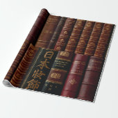 Papier Cadeau Dark Leather Book Spines Book Lovers (Déroulé)