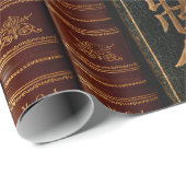 Papier Cadeau Dark Leather Book Spines Book Lovers (Coin rond)