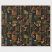 Papier Cadeau Dark Mid Century Geometric Pattern (1) (Plat)