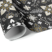 Papier Cadeau Dark Moody Noir et or Mandala Noël (Coin rond)