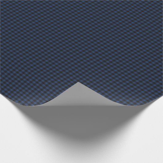 Papier Cadeau Dark Navy Blue and Black Gingham Plaid Checkered (Coin)