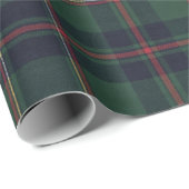 Papier Cadeau Dark Navy Blue Red Green Plaid Wrapping Paper (Coin rond)