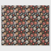 Papier Cadeau Dark Ornament Wrapping Paper with Silver, Gold Red (Plat)