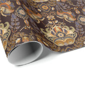 Papier Cadeau Dark Paisley : Floral Indian Seamless. (Coin rond)