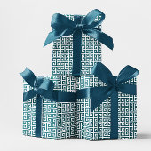 Papier Cadeau Dark Teal and White Greek Key Pattern
