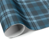 Papier Cadeau Dark Teal Plaid (Coin rond)