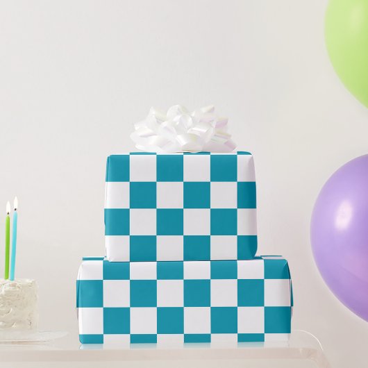 Papier Cadeau Dark turquoise checkered 