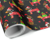 Papier Cadeau Daschunds de Noël (Coin rond)