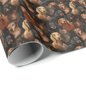Papier Cadeau Dashing Dachshunds motif sans faille (Coin rond)