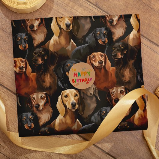 Papier Cadeau Dashing Dachshunds motif sans faille