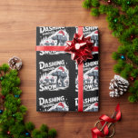 Papier Cadeau Dashing through the Snow Christmas Family Holiday<br><div class="desc">Dashing through the Snow Christmas Family Holiday</div>