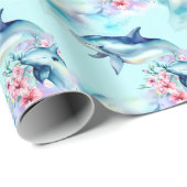 Papier Cadeau Dauphin aquarelle peint (Coin rond)