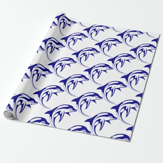 Papier Cadeau Dauphin bleu (Déroulé)