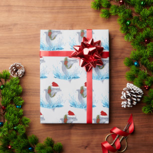 Papier Cadeau Dauphin de Noël avec couronne