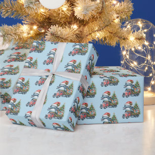 Papier Cadeau Dauphin de plage en carrelage festif Noël