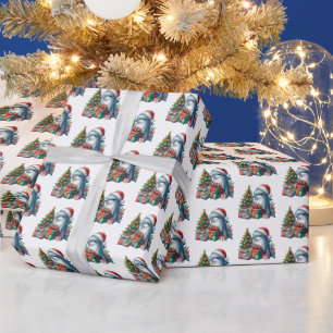 Papier Cadeau Dauphin de plage en carrelage festif Noël