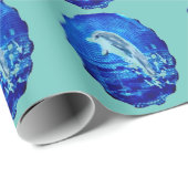 Papier Cadeau Dauphins de la mer Bleue (Coin rond)
