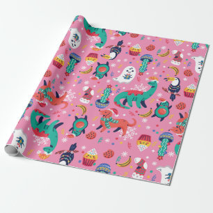 Papier Cadeau dauphins de noël avocat cupcake xmas