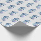 Papier Cadeau Dauphins En Fleurs Mariage (Coin)