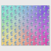 Papier Cadeau Dauphins et fleurs sur l'Arrière - plan arc-en-cie (Plat)